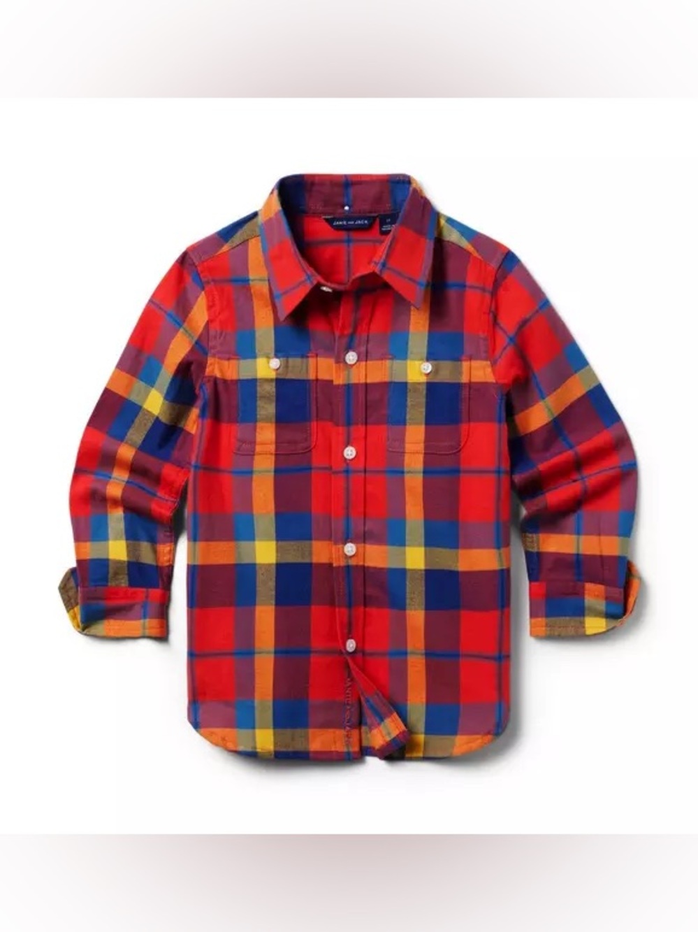 Brand New Janie and Jack Boys Long Sleeve Button Down Plaid Shirt, Size 5, NWT